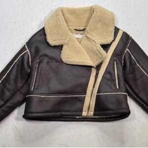 Pilcro Anthropologie XS Petite Vegan Leather Sherpa Bomber